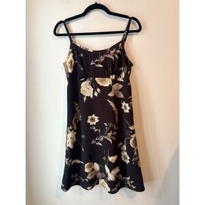 Y2K‎ IZ California Brown Floral Slip Dress Mini Spaghetti Strap Size S